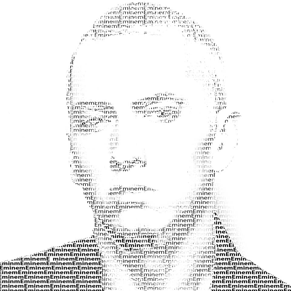 Black & White Text Portrait - Student Work | Graphic Design Curriculum | Photoshop | Mr. Riese | Queens, NY - image