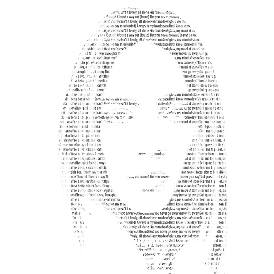 Black & White Text Portrait - Student Work | Graphic Design Curriculum | Photoshop | Mr. Riese | Queens, NY - image